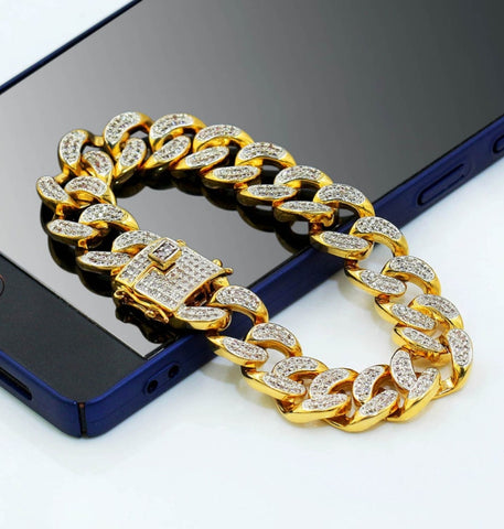 Cuban Link Iced Out Moissanite Hip Hop Bracelet