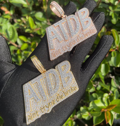 Iced Bubble Letter Hip Hop Pendant ATDB in Moissanite