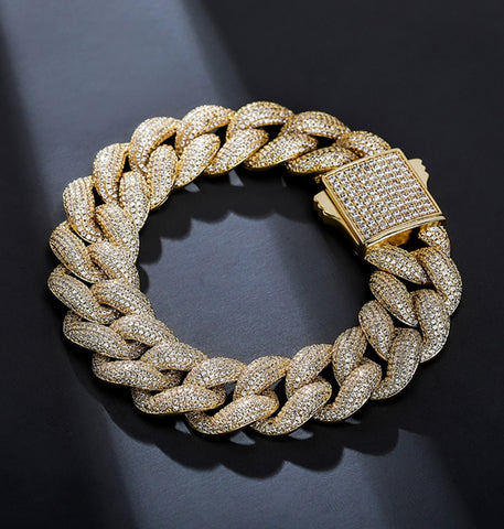 Iced Out Moissanite Cuban Link Hip Hop Bracelet For Him