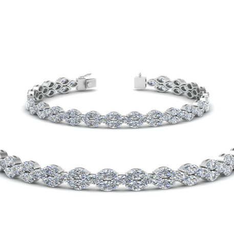 Marquise Cut Moissanite Diamond  Tennis Bracelet