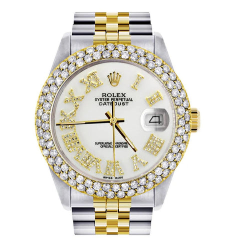 Dual Tone Roman Numeral Moissanite Diamond Watch