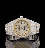 Iced Out Dual Tone Moissanite Rapper Style Watch