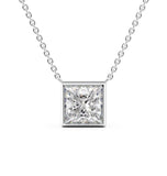 Princess Cut Bezel Set Solitaire Pendant