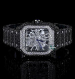 Black Moissanite Diamond Skeleton Iced Out Watch