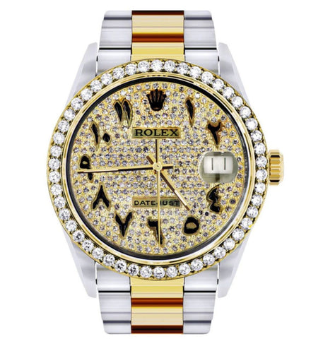 Dual Tone Moissanite Diamond Iced Out Watch