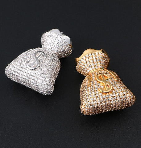Iced Out Colorless Moissanite Money Bag Hip Hop Pendant