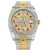 Dual Tone Moissanite Iced Out Jubilee Band Watch