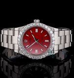 Moissanite Diamond Red Dial Elegant Watch For Men's