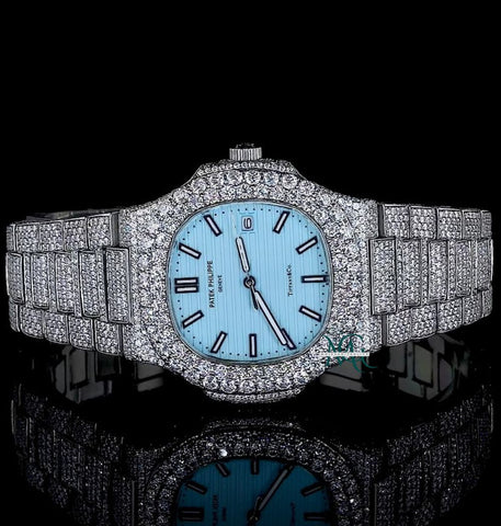 Elegance Sky Dial Moissanite Iced Out Wrist Watch