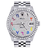 Rainbow Arabic Numeral Moissanite Diamond Watch