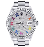 Rainbow Roman Numeral Moissanite Wrist Watch