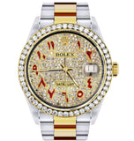 Moissanite Diamond Dual Tone Stylish Oyster Band Watch