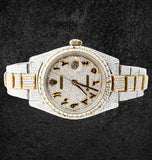 Ice Out Dual Tone Arabic Numeric Moissanite Diamond Men's Watch