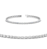 Emerald Cut Bezel Set Moissanite Tennis Bracelet