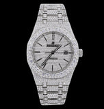 Iced Out Moissanite Diamond Black Stick Dial Watch