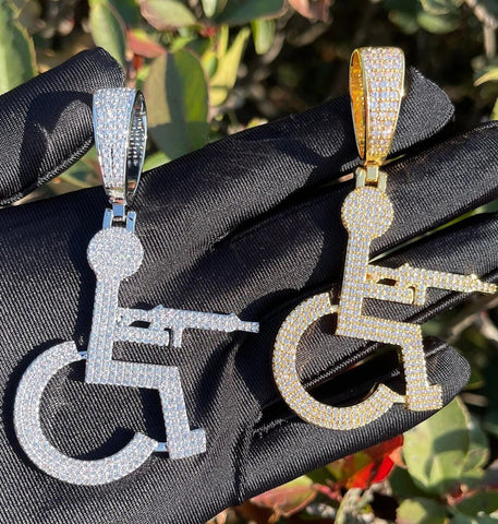 Iced Out Moissanite Wheelchair Shooter Hip Hop Pendant