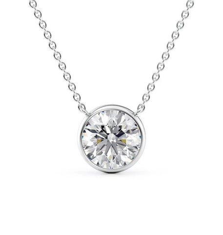 VVS1 Moissanite Bezel Set Round Cut Solitaire Pendat