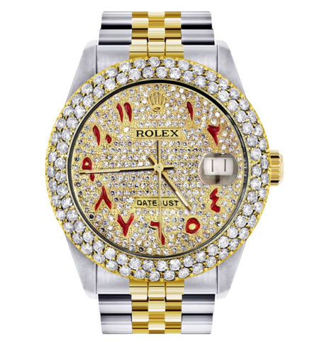 Red Arabic Numeral Iced Out Moissanite Luxury Watch