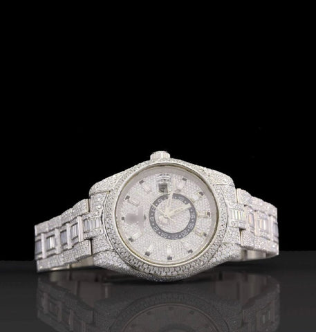 Baguette Cut Moissanite Diamond Iced Our Wrist Watch