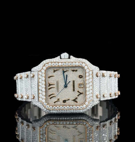 Excellent Dual Tone Moissanite Diamond Iced Out Watch