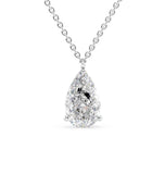 Pear Cur Moissanite Hidden Halo Pendant For Women's