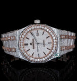 Iced Out Dual Tone Moissanite Diamond Wrist Watch