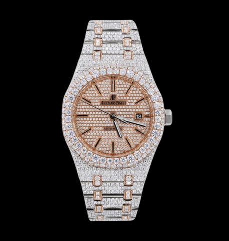 Dual Tone Iced Out Moissanite Luxury Watch For Him