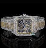 Skeleton Dual Tone Moissanite Diamond Iced Out Watch