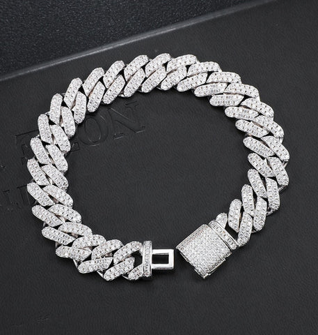 Moissanite Iced Out Cuban Link Rapper Style Hip Hop Bracelet