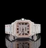 Dual Tone Moissanite Iced Out Roman Numeral Watch