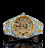 Iced Out Moissanite Diamond Dual Tone Elegant Watch