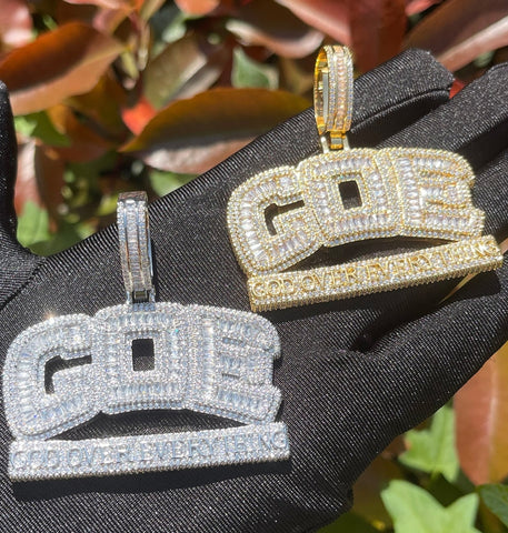 Men’s Moissanite Iced GOE Pendant God Over Everything Hip Hop Pendant