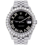 Moissanite Diamond Fabulous Black Dial Watch For Him