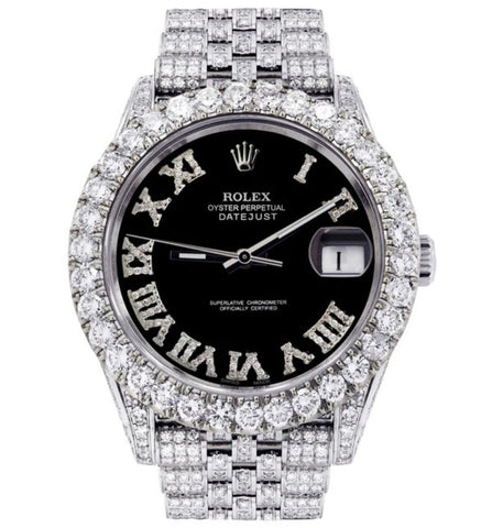 Moissanite Diamond Fabulous Black Dial Watch For Him