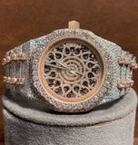 Dual Tone Skeleton Luxury Moissanite Watch