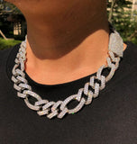 Iced Out Moissanite Diamond Figaro Link Rapper Style Chain