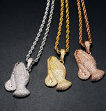 Luxury Moissanite Iced Out Praying Hands Pendant