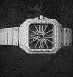 Skeleton Dial Iced Out Moissanite Diamond Customize Watch