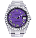 Moissanite Diamond Stylish Purple Dial Men's Watch