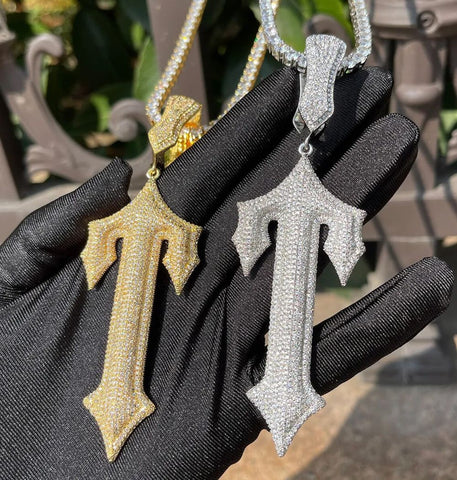 Moissanite Iced Out Cross Pendant Hip Hop Bling Necklace For Men