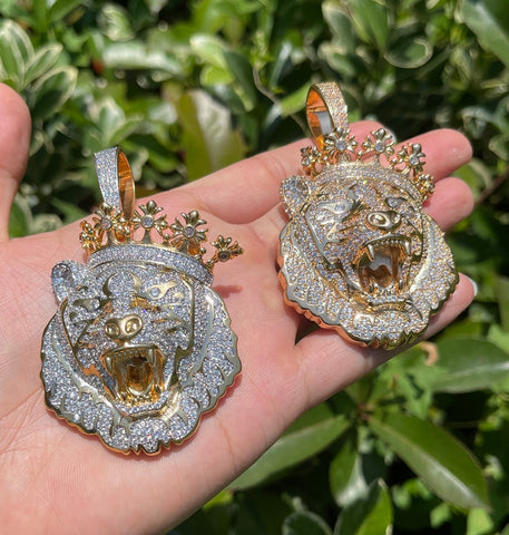 VVS1 Moissanite Rapper Style Lion Face Hip Hop Pendant