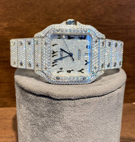Luxury Moissanite Watch With Arabic Numerals Fully Iced Out Style