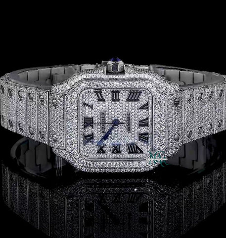 Moissanite Diamond Bust Down Rapper Style Wrist Watch