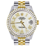 Moissanite Dual Tone White Dial Wrist Watch