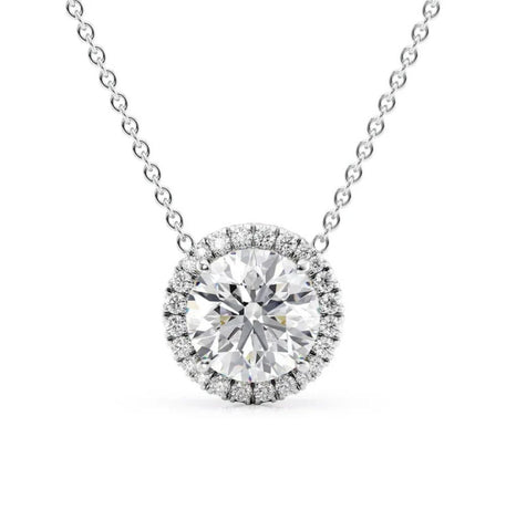 Round Brilliant Cut Moissanite Halo Pendant