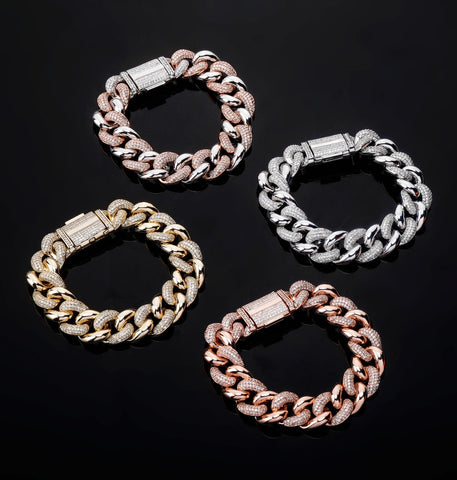 Iced Out Moissanite Cuban Link Unique Hip Hop Bracelet