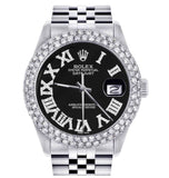 Iced Out Moissanite Diamond Black Dial Datejust Wrist Watch