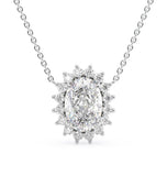 Oval Cut Moissanite Halo Pendant Gift For Women's