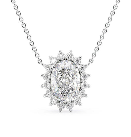 Oval Cut Moissanite Halo Pendant Gift For Women's