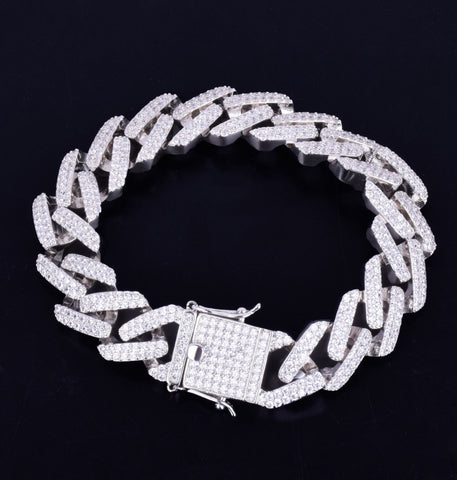 Iced Out Cuban Link Moissanite Hip Hop Bracelet